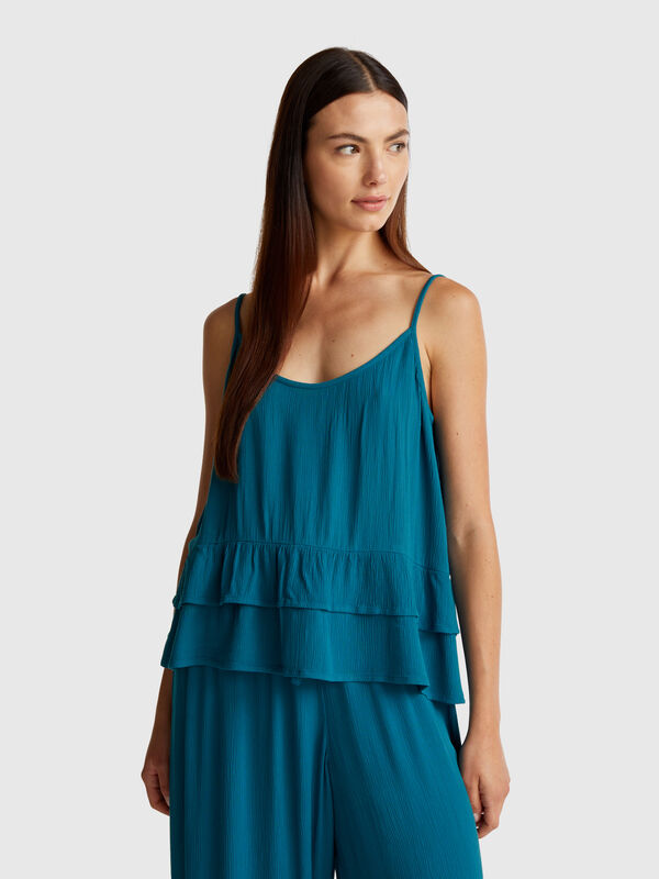 Top fluido con volante Mujer