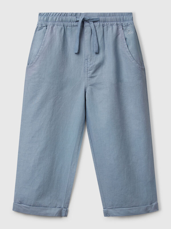 Pantalón mezcla de lino con cordón Niño
