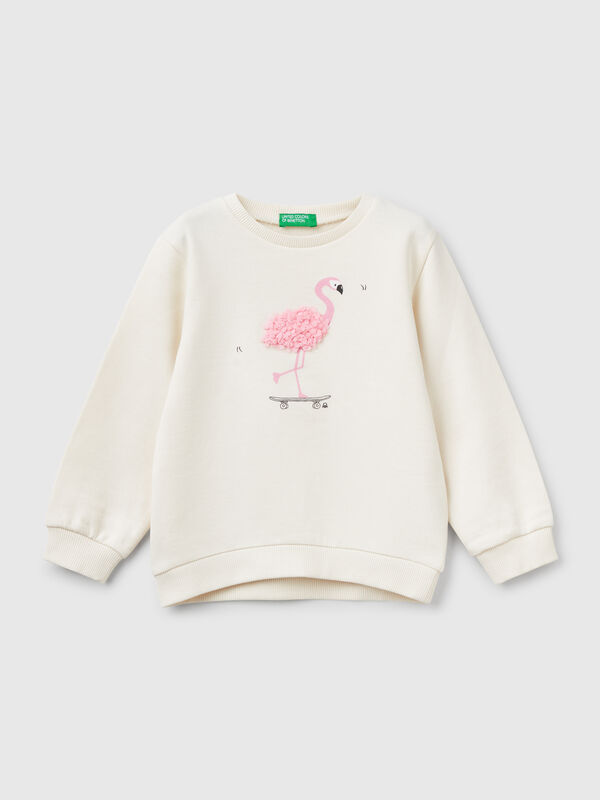 Sudadera con aplicación efecto pétalo Niña
