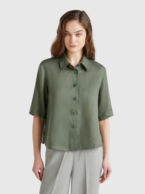 Camisa corta de puro lino Mujer