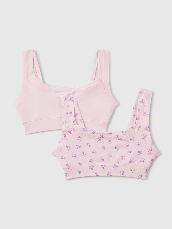 Dos bralettes de algodón súper elástico Niña