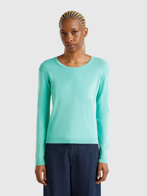 Jersey de cuello redondo de 100 % algodón Mujer