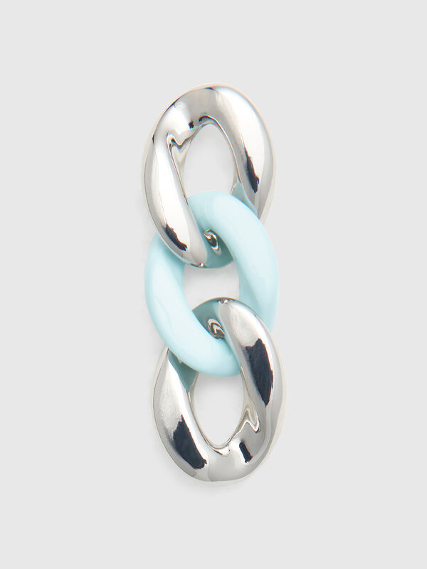 Pendientes colgantes con cadena plateada y verde agua Mujer
