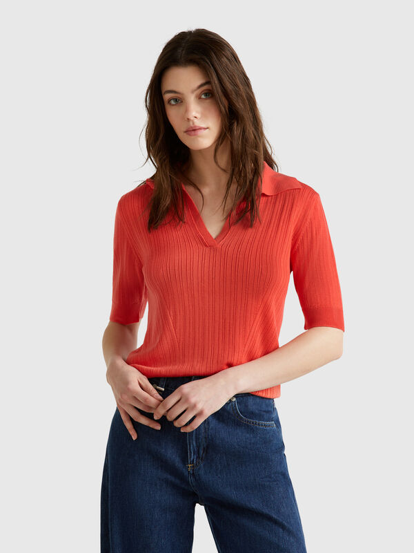 Polo de punto de manga corta Mujer